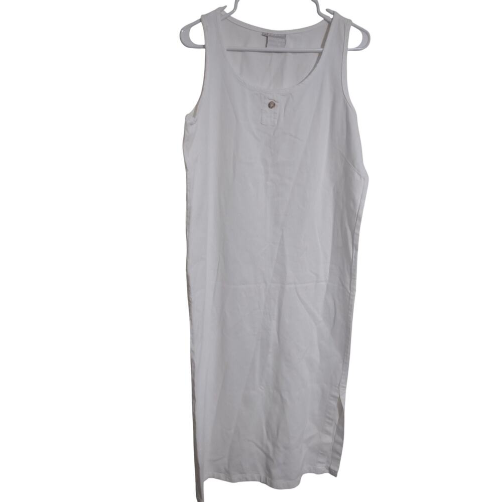 Vintage Cotton Connection Corduroy Maxi Dress White Medium Casual Summer‎ Preppy